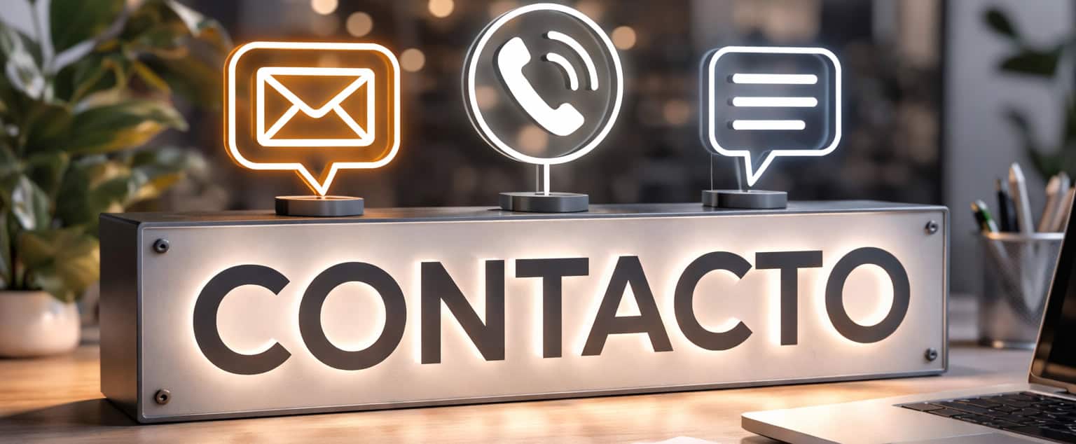 Letras corpóreas con señalización de contacto y comunicación.